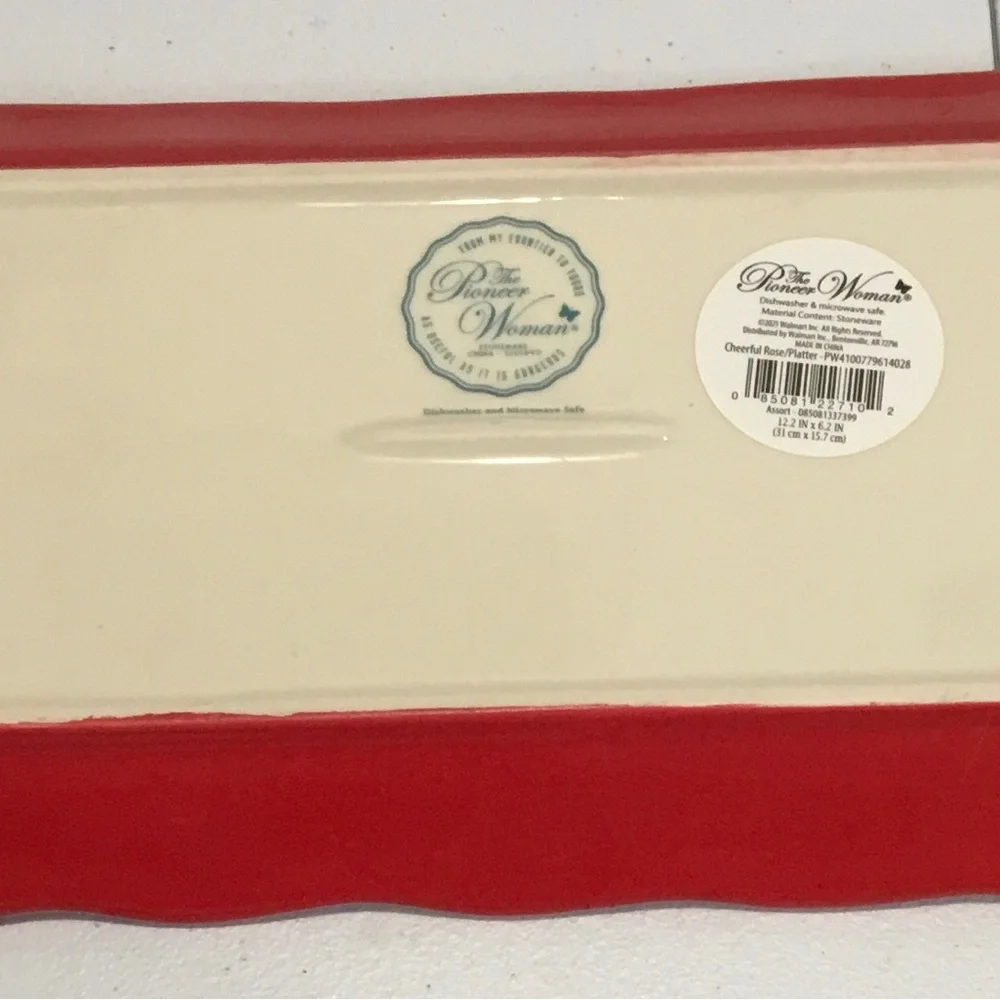 The Pioneer Woman Red and Pink Floral Ceramic Serving Platter